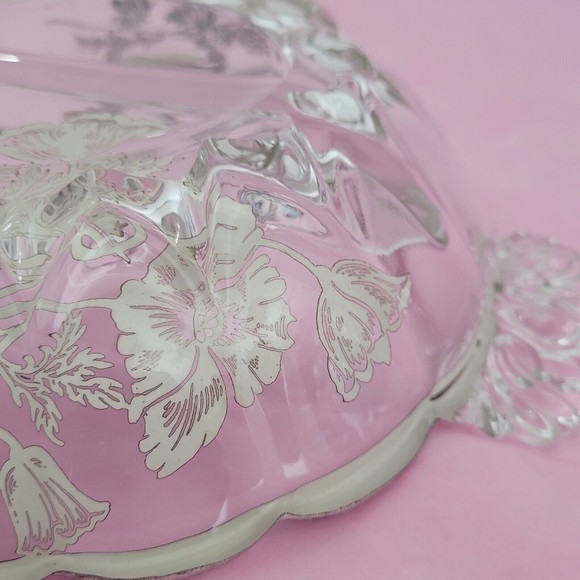 Vintage 2 Part Divided Relish Dish Poppies Silver Overlay Silver City Flanders - Picture 8 of 12
